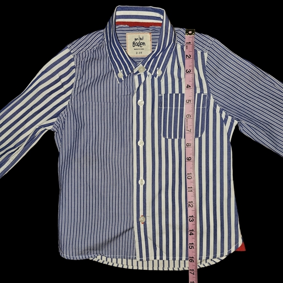 Mini Boden Toddler Boys Blue White Striped Button Shirt Cotton Top Sz 2-3Y - Picture 9 of 13